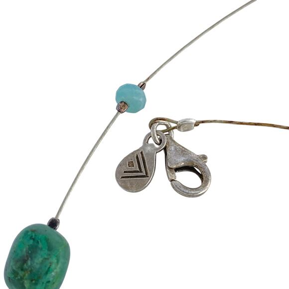 Silpada Chrysocolla Bead Wire Necklace | Vintage Sterling Silver 925 | 16" N1888 - Picture 4 of 5